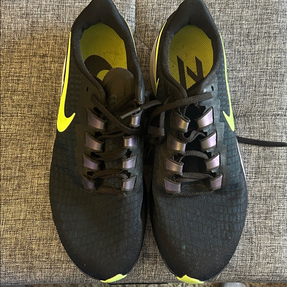 Nike Zoom Pegasus 37 Black and dark green with Neon Accents Running Shoes